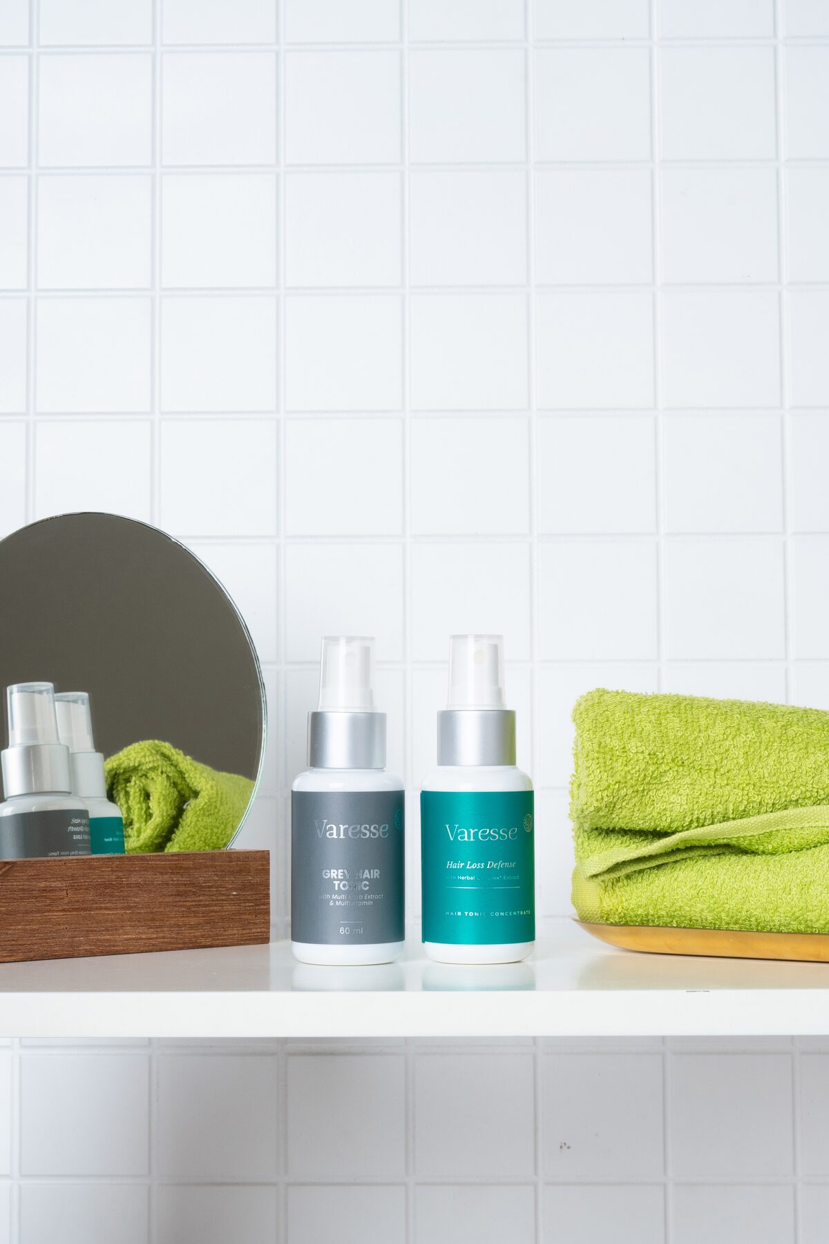 Varesse Hair Tonic dalam suasana perawatan rambut